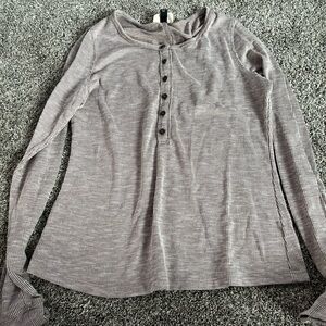 Striped Gray Button-Up Women's Top